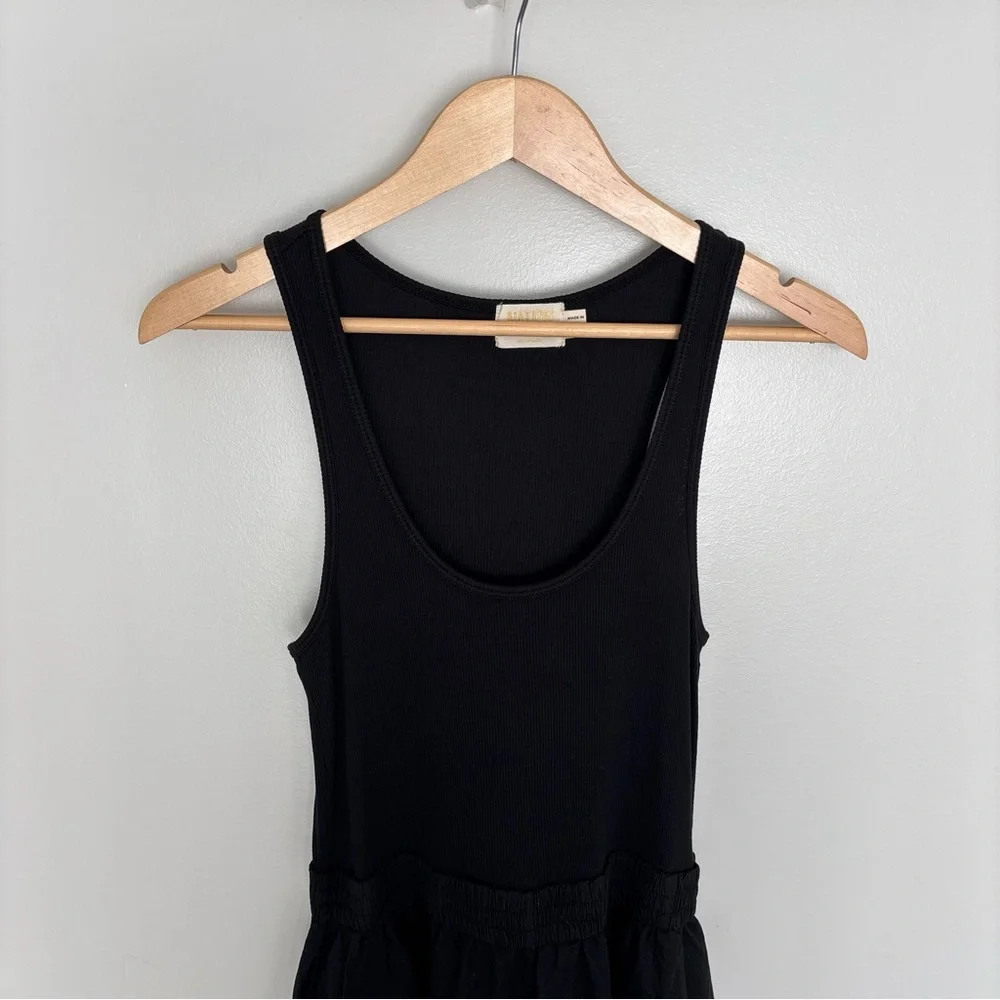 NWOT Nation Ltd Sadelle Black Stretch Cotton Midi Dress Size M